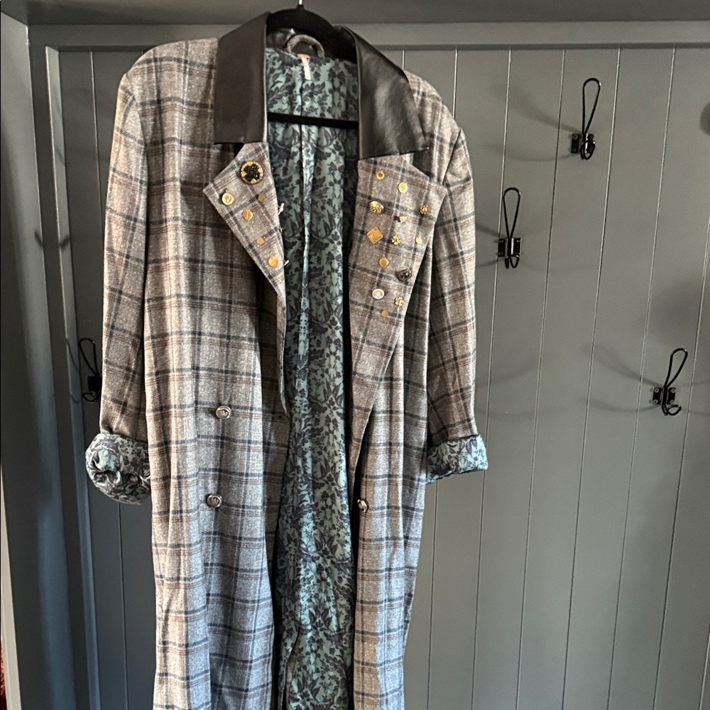 Free People Plaid Women's Coat with Black Accents